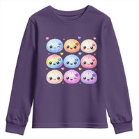 Kawaii Glitter Dumpling Bao Dim Sum Graphic Youth Sweatshirt Cute Pastel Foodie Squishy Hearts and Flowers