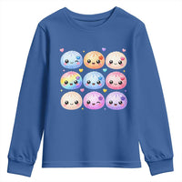 Kawaii Glitter Dumpling Bao Dim Sum Graphic Youth Sweatshirt Cute Pastel Foodie Squishy Hearts and Flowers
