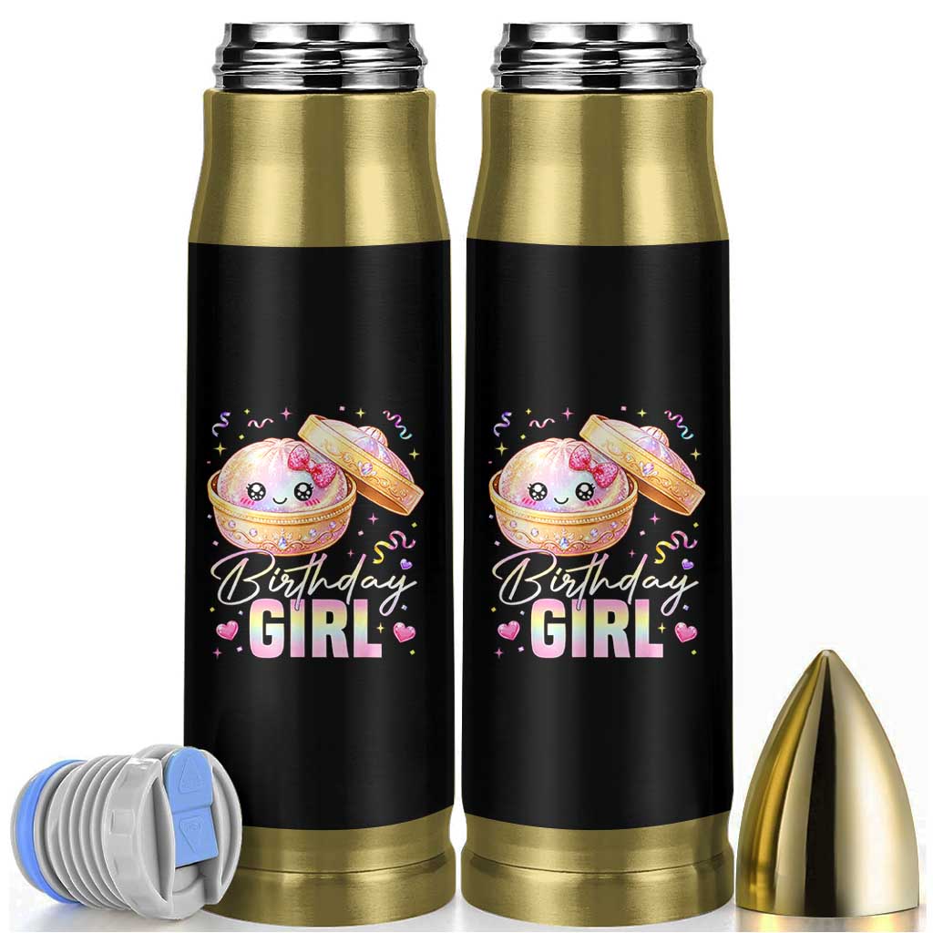 Kawaii Birthday Girl Glitter Dumpling Graphic Bullet Tumbler Cute Pink Bow Dim Sum Party Gift