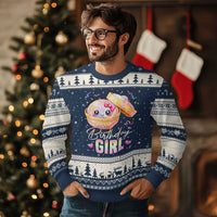 Kawaii Birthday Girl Glitter Dumpling Graphic Ugly Christmas Sweater Cute Pink Bow Dim Sum Party Gift