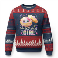 Kawaii Birthday Girl Glitter Dumpling Graphic Ugly Christmas Sweater Cute Pink Bow Dim Sum Party Gift