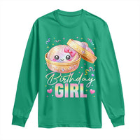 Kawaii Birthday Girl Glitter Dumpling Graphic Long Sleeve Shirt Cute Pink Bow Dim Sum Party Gift