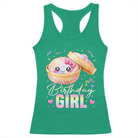 Kawaii Birthday Girl Glitter Dumpling Graphic Racerback Tank Top Cute Pink Bow Dim Sum Party Gift