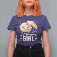 Kawaii Birthday Girl Glitter Dumpling Graphic T Shirt For Women Cute Pink Bow Dim Sum Party Gift