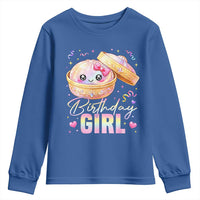 Kawaii Birthday Girl Glitter Dumpling Graphic Youth Sweatshirt Cute Pink Bow Dim Sum Party Gift