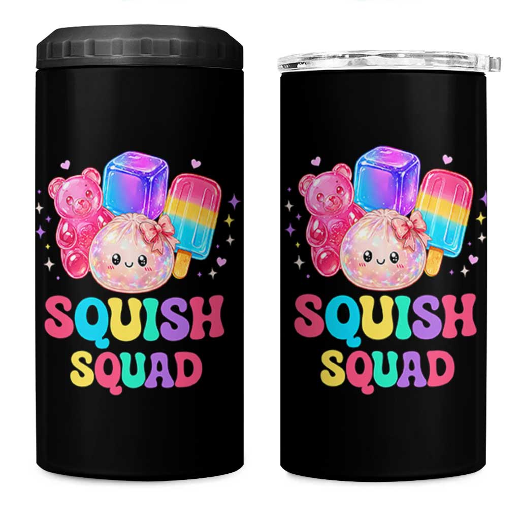 Squish Squad Kawaii Glitter Dumpling and Candy Graphic 4 in 1 Can Cooler Tumbler Cute Gummy Bear Popsicle