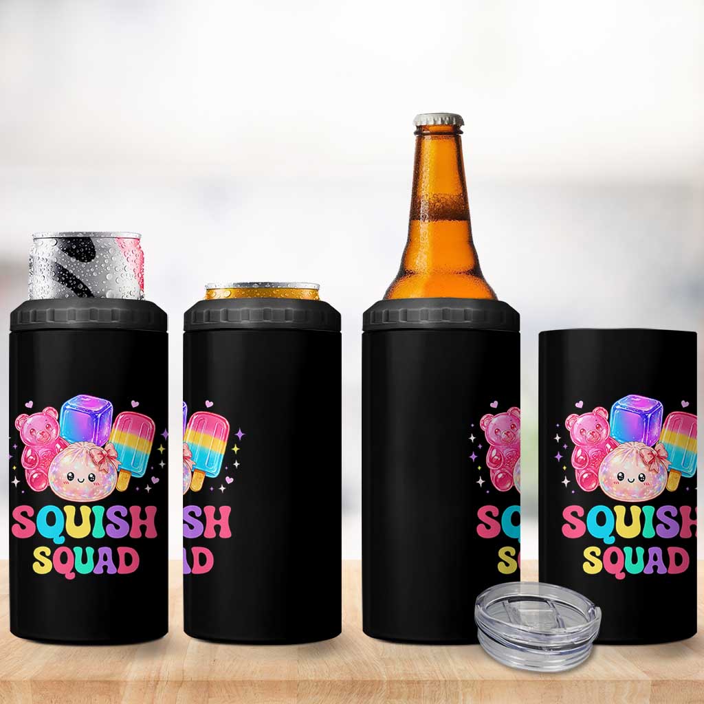 Squish Squad Kawaii Glitter Dumpling and Candy Graphic 4 in 1 Can Cooler Tumbler Cute Gummy Bear Popsicle