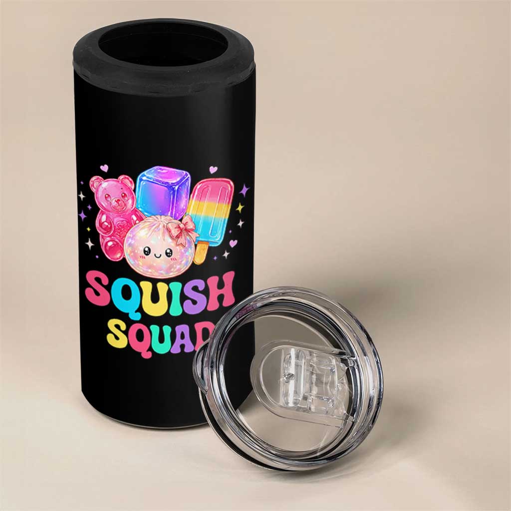 Squish Squad Kawaii Glitter Dumpling and Candy Graphic 4 in 1 Can Cooler Tumbler Cute Gummy Bear Popsicle