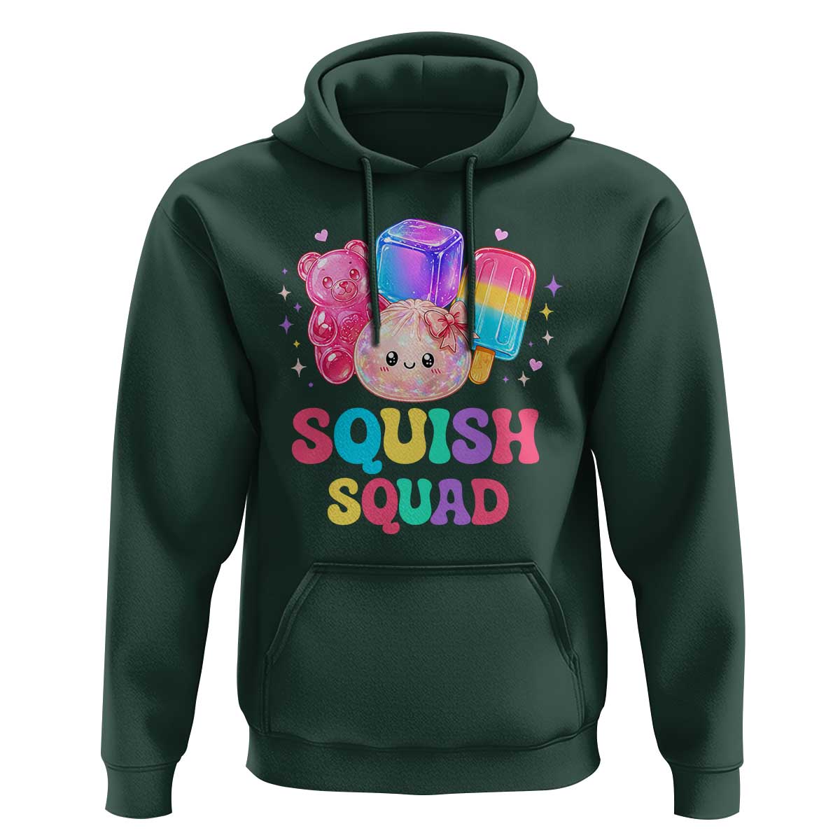 Squish Squad Kawaii Glitter Dumpling and Candy Graphic Hoodie Cute Gummy Bear Popsicle