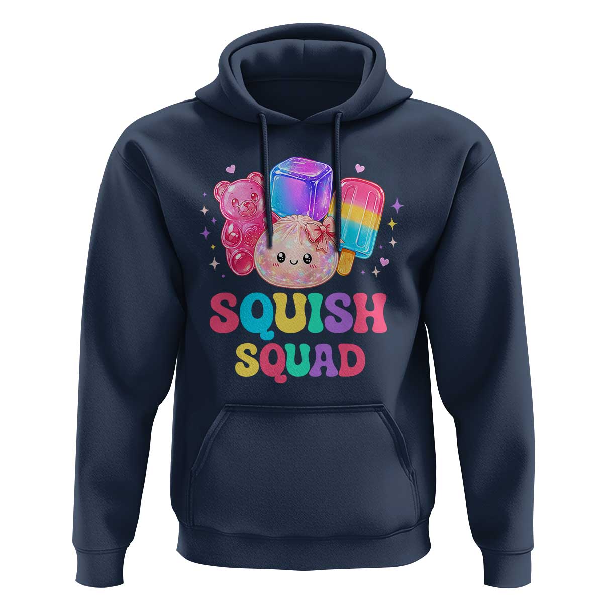 Squish Squad Kawaii Glitter Dumpling and Candy Graphic Hoodie Cute Gummy Bear Popsicle
