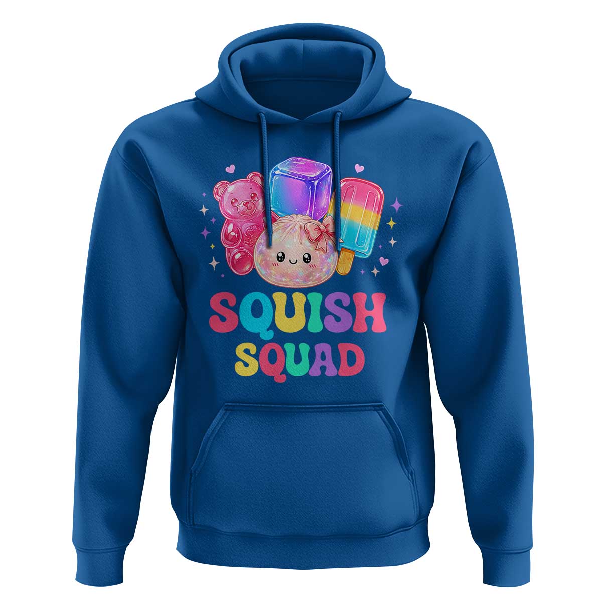 Squish Squad Kawaii Glitter Dumpling and Candy Graphic Hoodie Cute Gummy Bear Popsicle