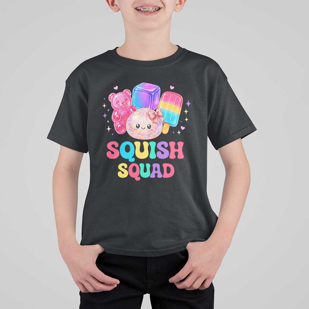 Squish Squad Kawaii Glitter Dumpling and Candy Graphic T Shirt For Kid Cute Gummy Bear Popsicle