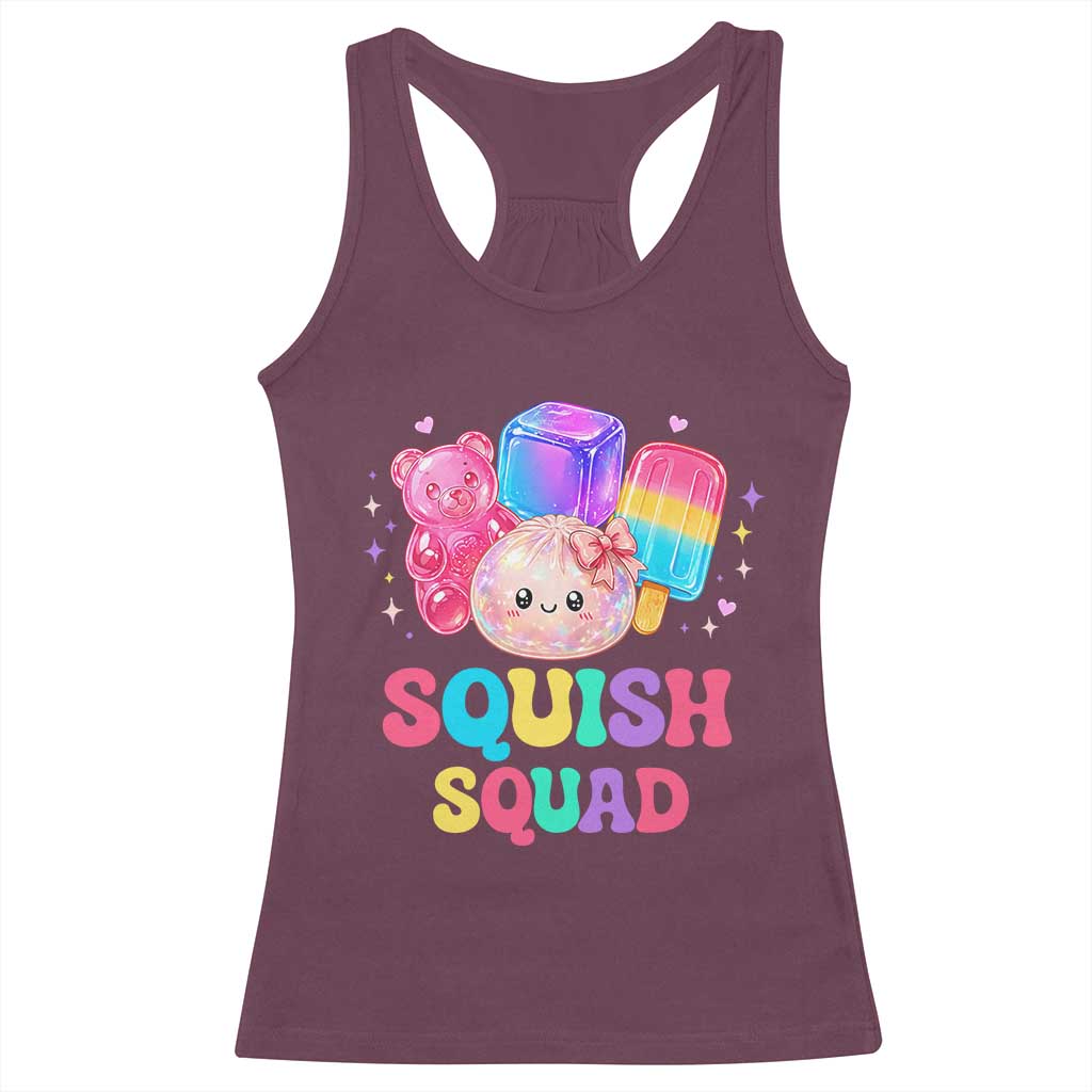 Squish Squad Kawaii Glitter Dumpling and Candy Graphic Racerback Tank Top Cute Gummy Bear Popsicle