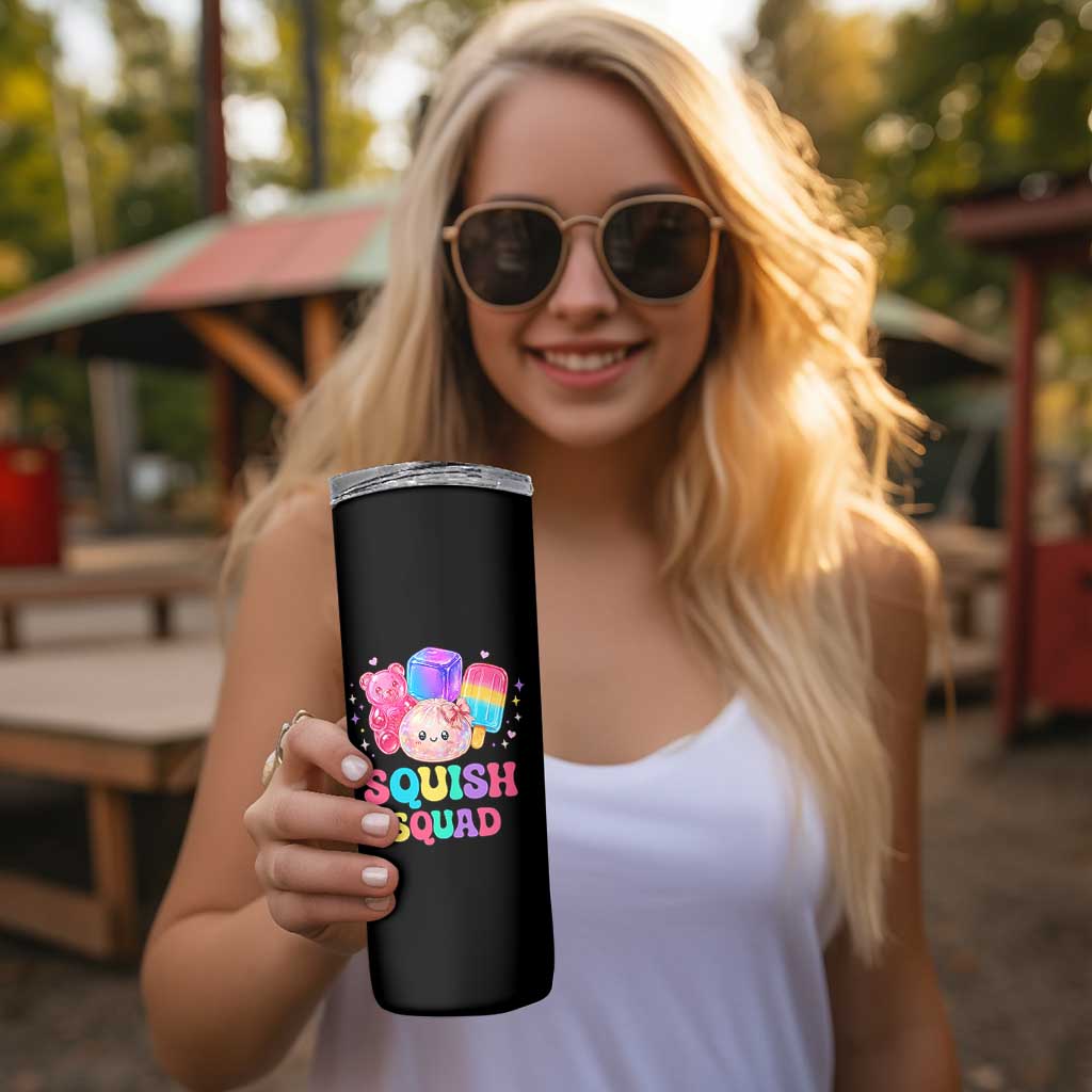 Squish Squad Kawaii Glitter Dumpling and Candy Graphic Skinny Tumbler Cute Gummy Bear Popsicle