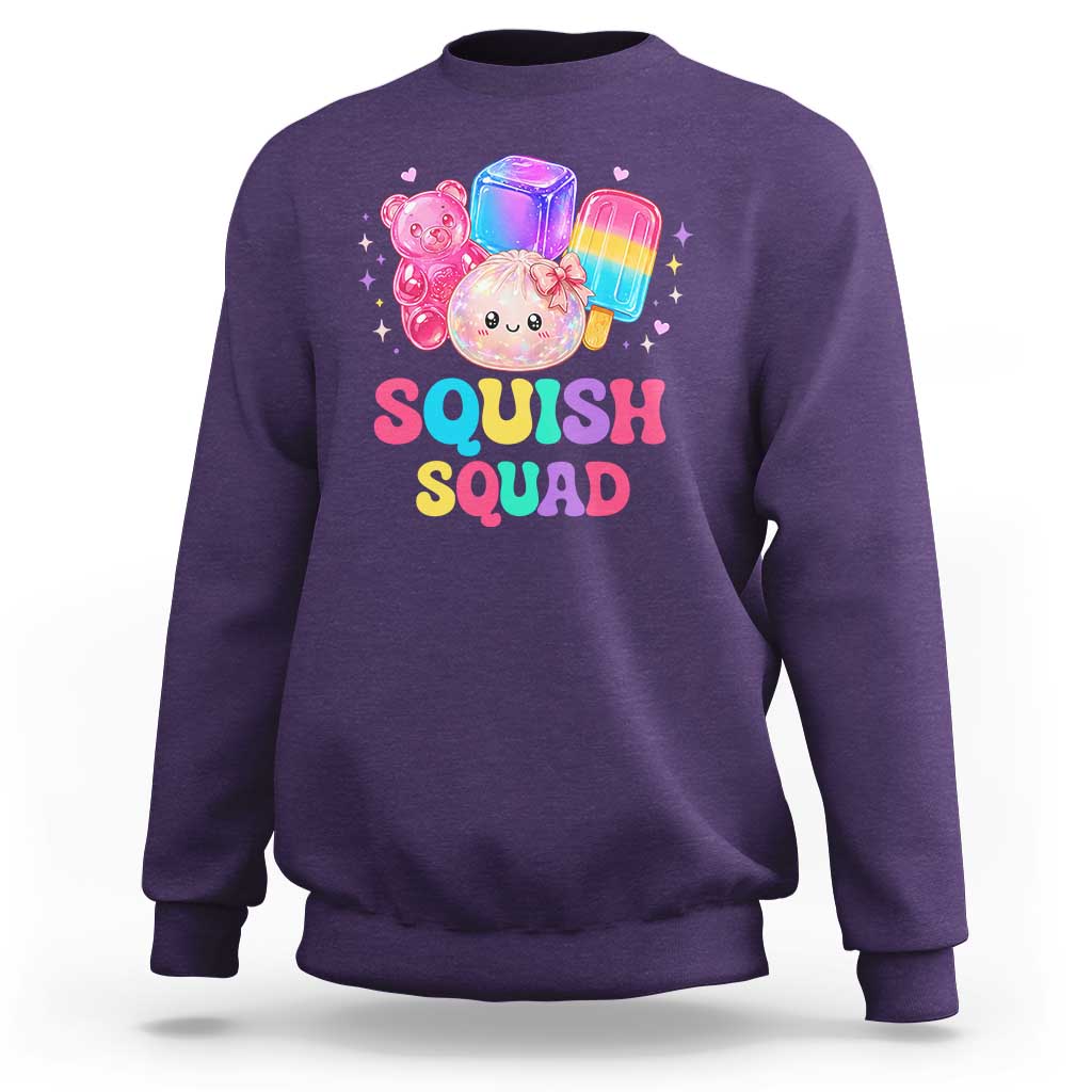 Squish Squad Kawaii Glitter Dumpling and Candy Graphic Sweatshirt Cute Gummy Bear Popsicle
