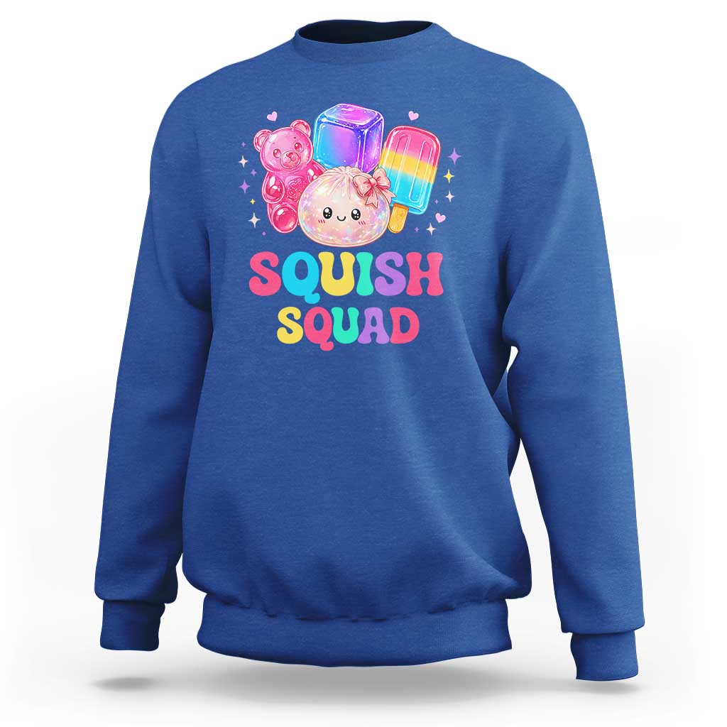 Squish Squad Kawaii Glitter Dumpling and Candy Graphic Sweatshirt Cute Gummy Bear Popsicle