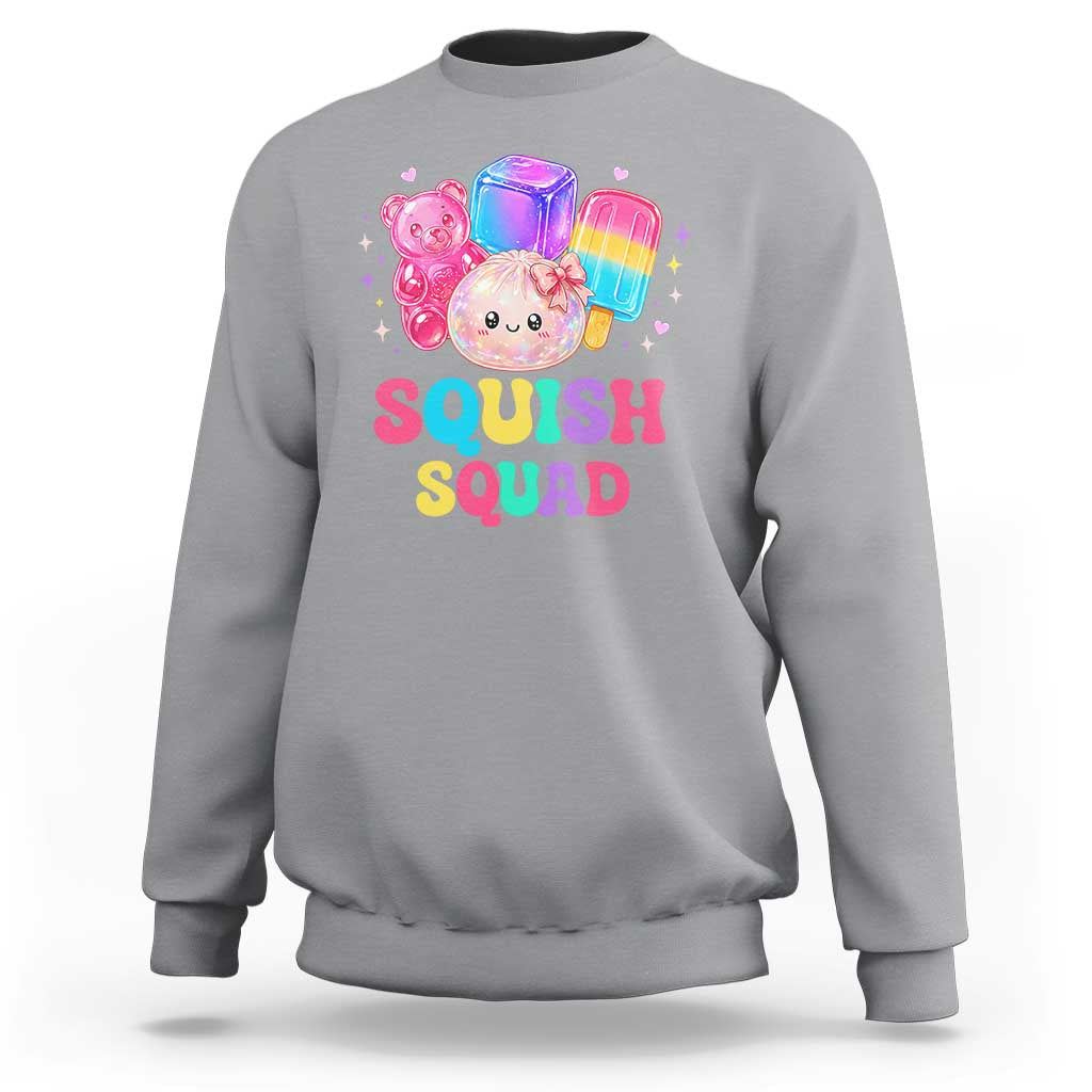 Squish Squad Kawaii Glitter Dumpling and Candy Graphic Sweatshirt Cute Gummy Bear Popsicle