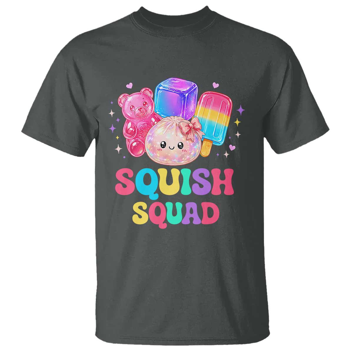 Squish Squad Kawaii Glitter Dumpling and Candy Graphic T Shirt Cute Gummy Bear Popsicle