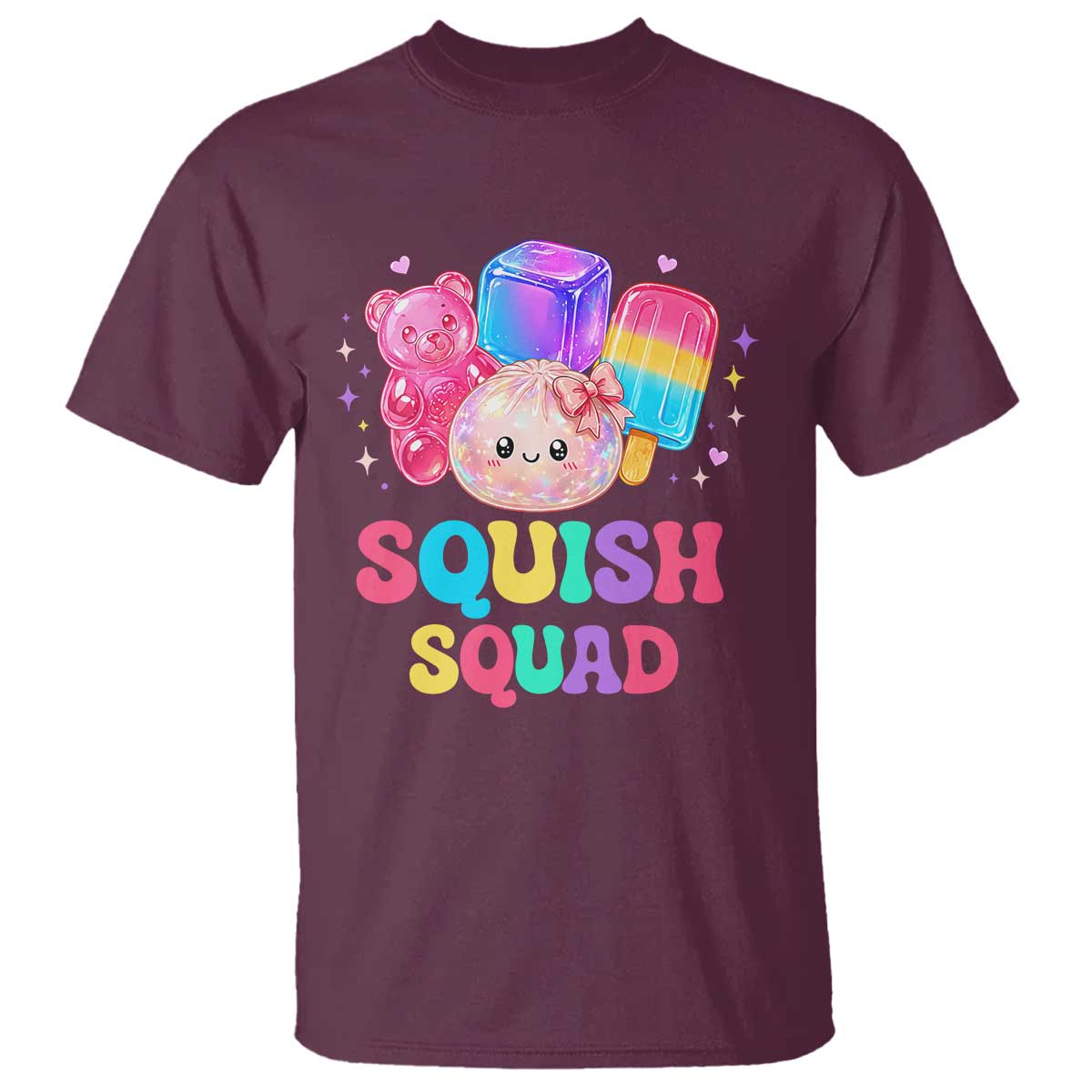 Squish Squad Kawaii Glitter Dumpling and Candy Graphic T Shirt Cute Gummy Bear Popsicle