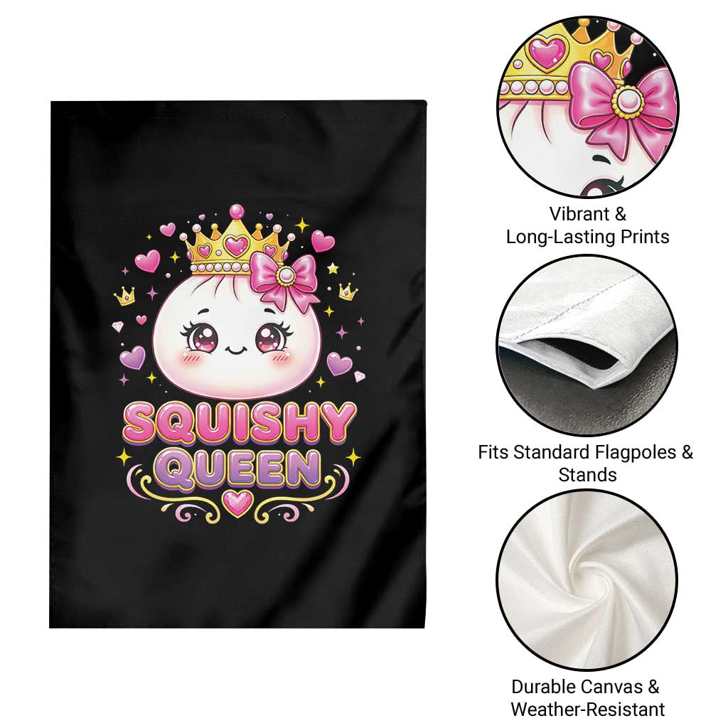 Squishy Queen Kawaii Glitter Dumpling Graphic Garden Flag Cute Tiara Crown and Pink Bow