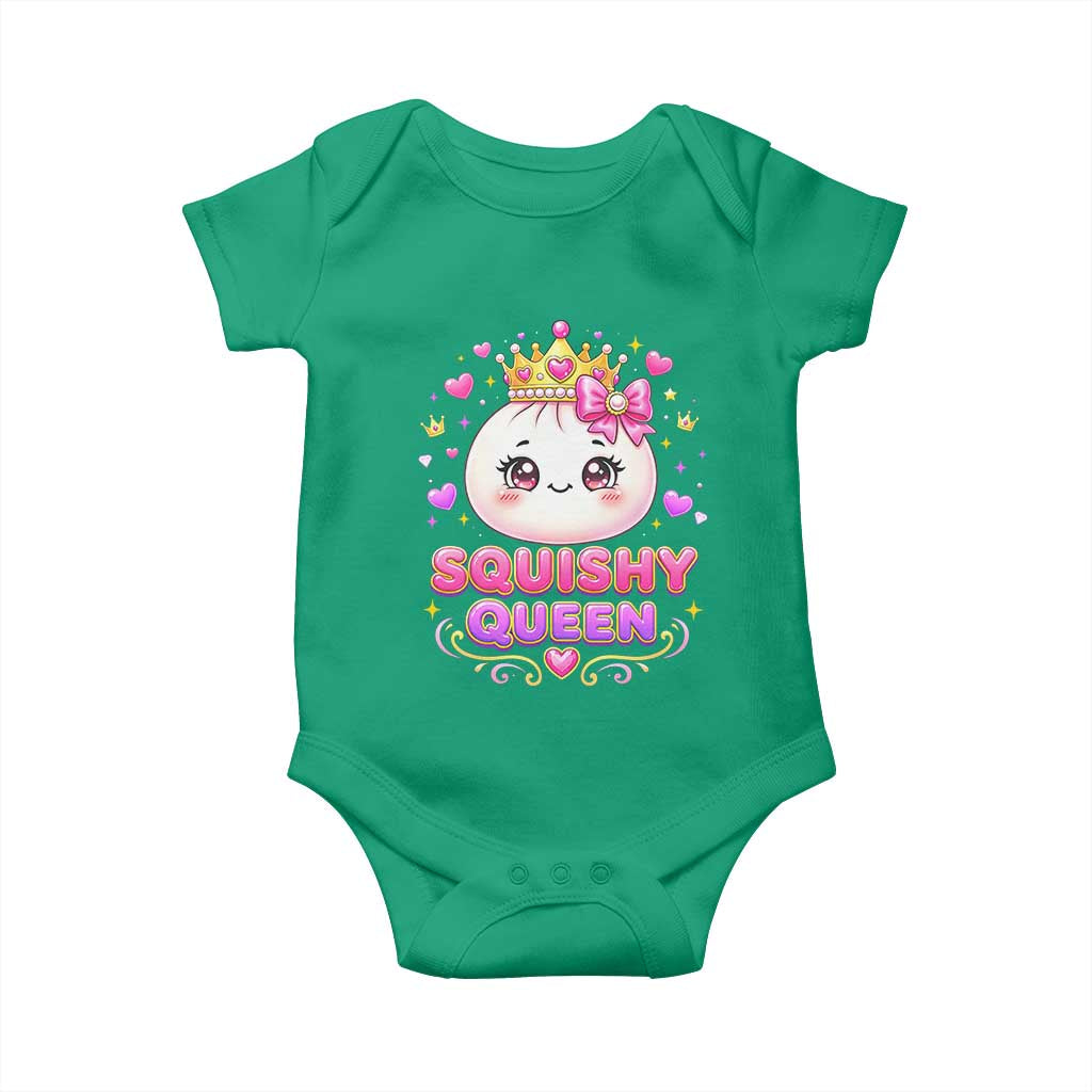 Squishy Queen Kawaii Glitter Dumpling Graphic Baby Onesie Cute Tiara Crown and Pink Bow