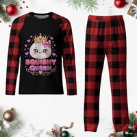 Squishy Queen Kawaii Glitter Dumpling Graphic Plaid Pajama Set Cute Tiara Crown and Pink Bow