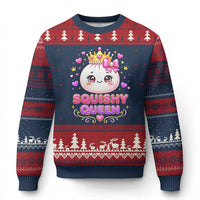 Squishy Queen Kawaii Glitter Dumpling Graphic Ugly Christmas Sweater Cute Tiara Crown and Pink Bow
