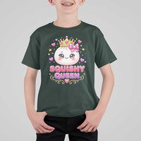 Squishy Queen Kawaii Glitter Dumpling Graphic T Shirt For Kid Cute Tiara Crown and Pink Bow