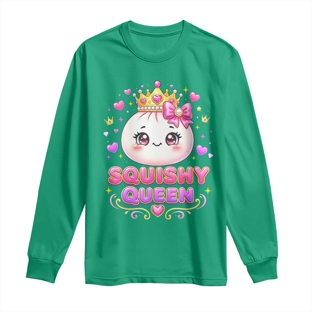 Squishy Queen Kawaii Glitter Dumpling Graphic Long Sleeve Shirt Cute Tiara Crown and Pink Bow