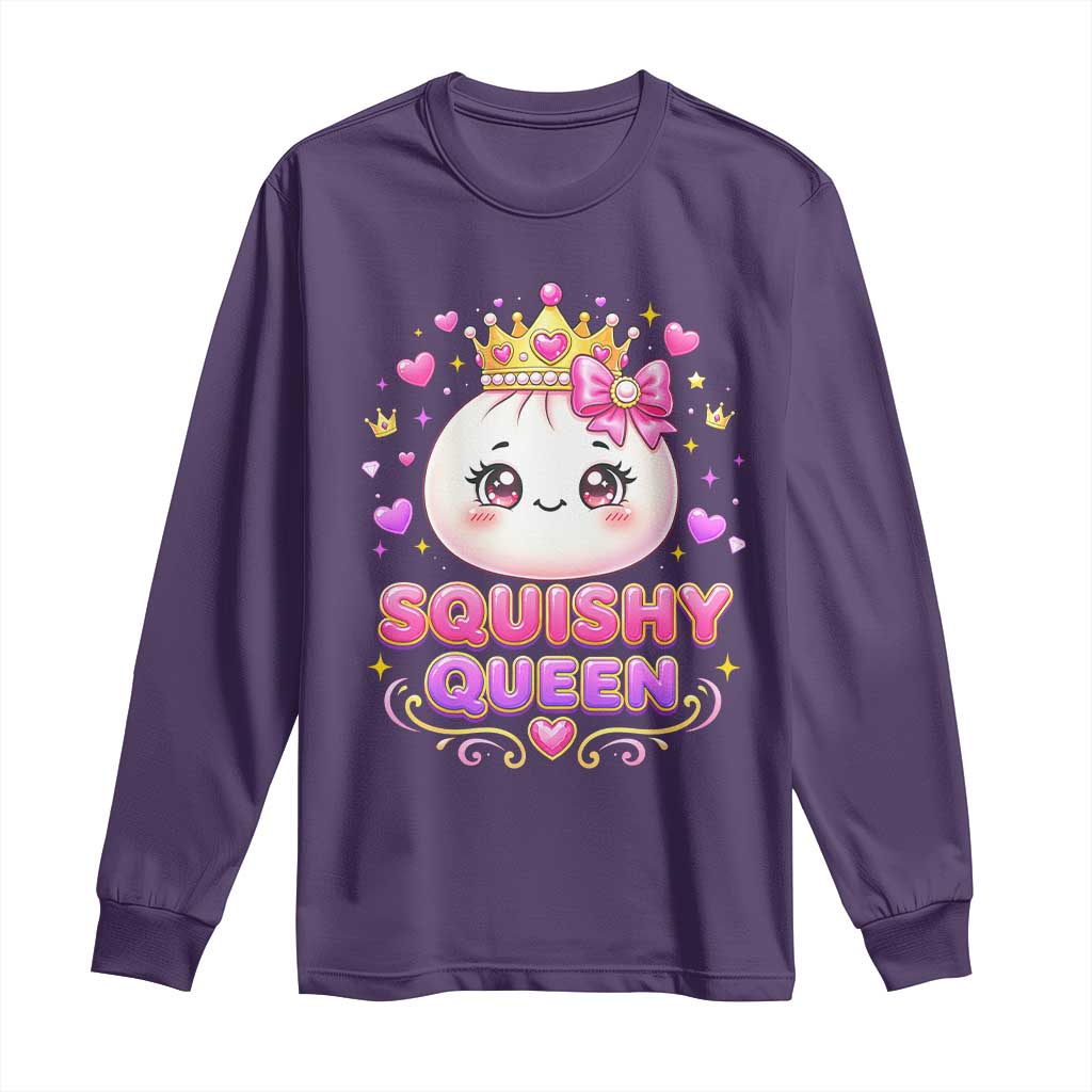 Squishy Queen Kawaii Glitter Dumpling Graphic Long Sleeve Shirt Cute Tiara Crown and Pink Bow