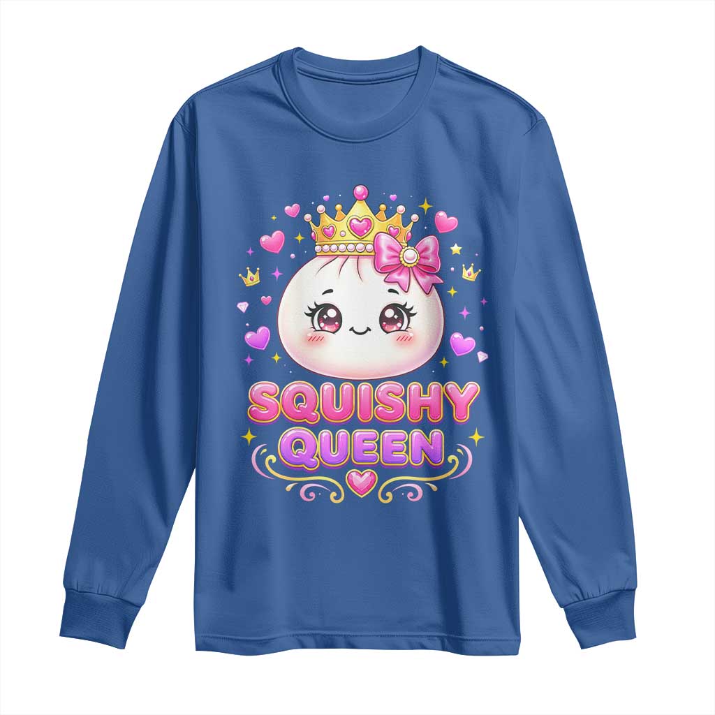 Squishy Queen Kawaii Glitter Dumpling Graphic Long Sleeve Shirt Cute Tiara Crown and Pink Bow