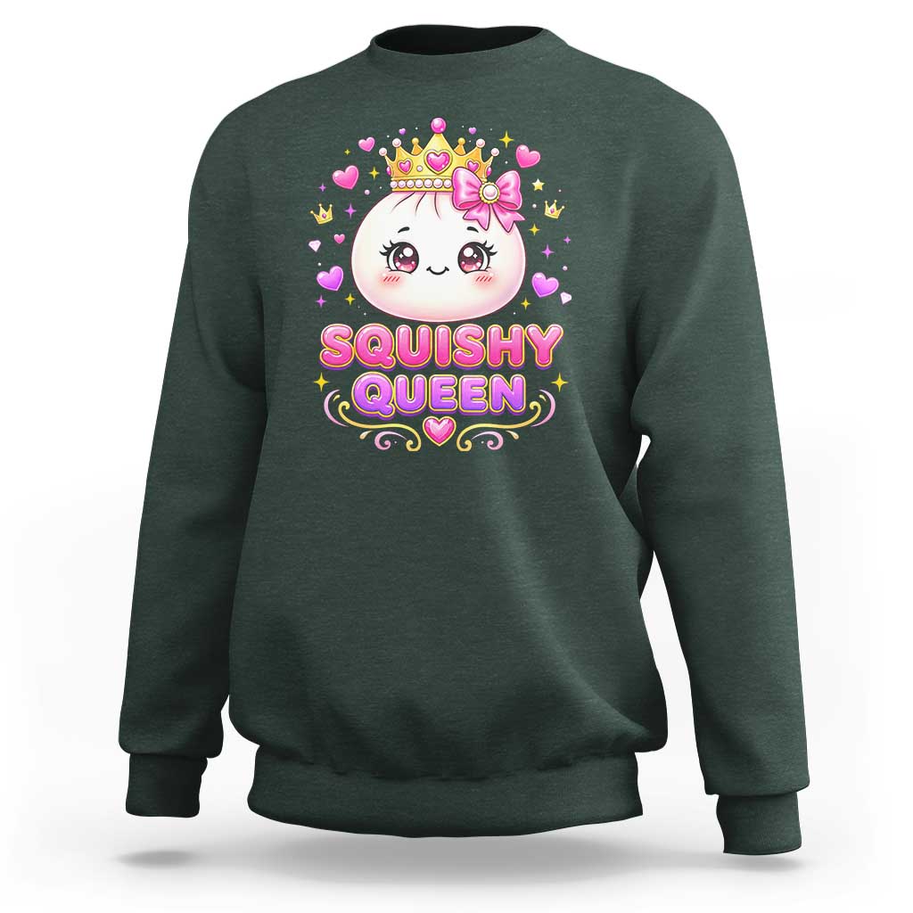 Squishy Queen Kawaii Glitter Dumpling Graphic Sweatshirt Cute Tiara Crown and Pink Bow