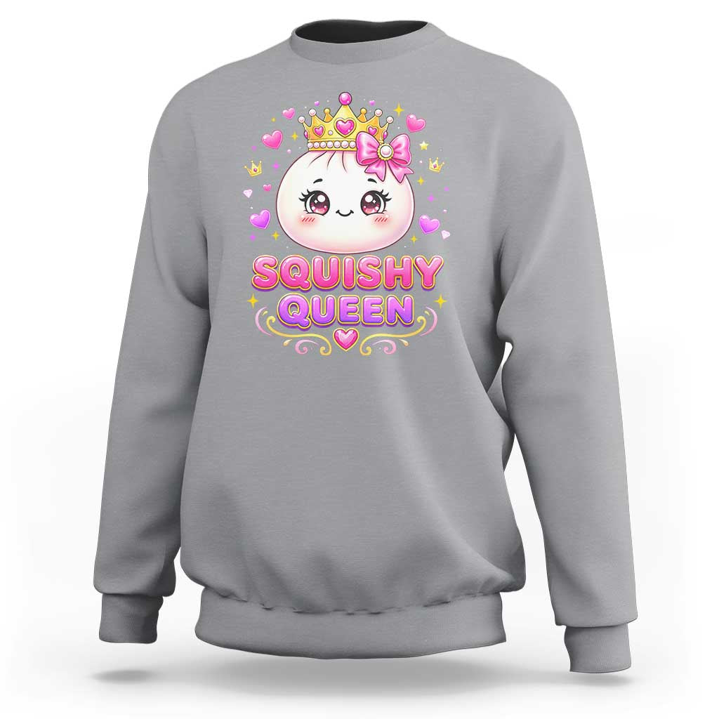 Squishy Queen Kawaii Glitter Dumpling Graphic Sweatshirt Cute Tiara Crown and Pink Bow