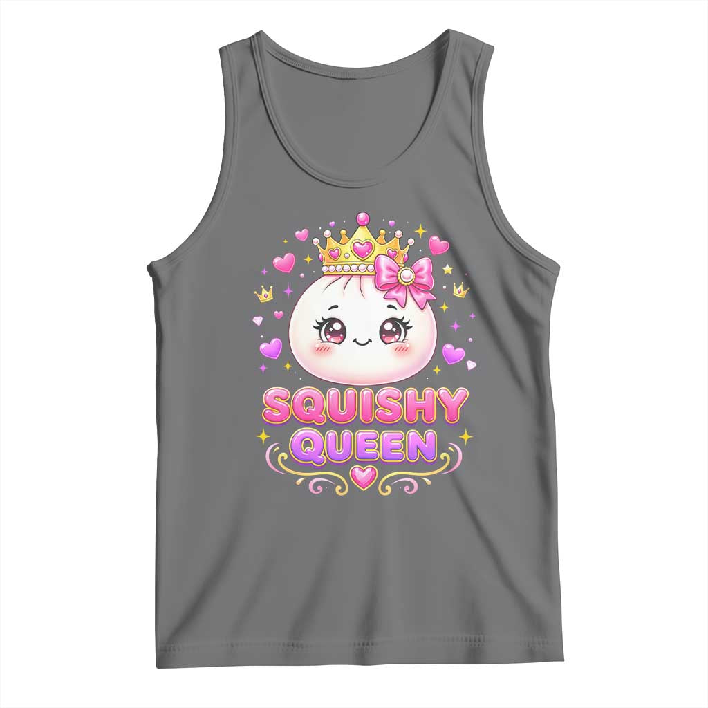 Squishy Queen Kawaii Glitter Dumpling Graphic Tank Top Cute Tiara Crown and Pink Bow