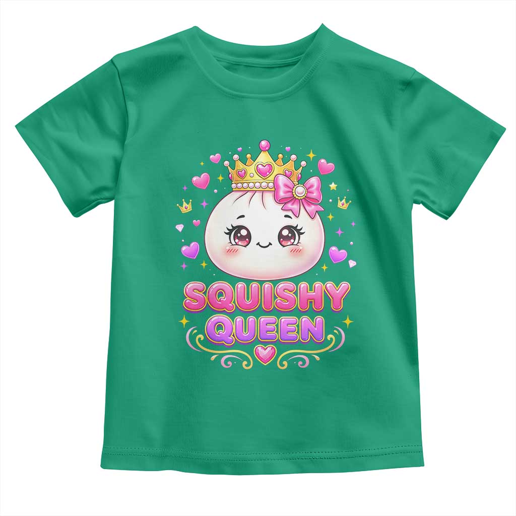 Squishy Queen Kawaii Glitter Dumpling Graphic Toddler T Shirt Cute Tiara Crown and Pink Bow