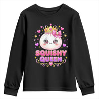 Squishy Queen Kawaii Glitter Dumpling Graphic Youth Sweatshirt Cute Tiara Crown and Pink Bow