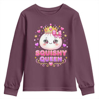 Squishy Queen Kawaii Glitter Dumpling Graphic Youth Sweatshirt Cute Tiara Crown and Pink Bow