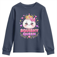 Squishy Queen Kawaii Glitter Dumpling Graphic Youth Sweatshirt Cute Tiara Crown and Pink Bow