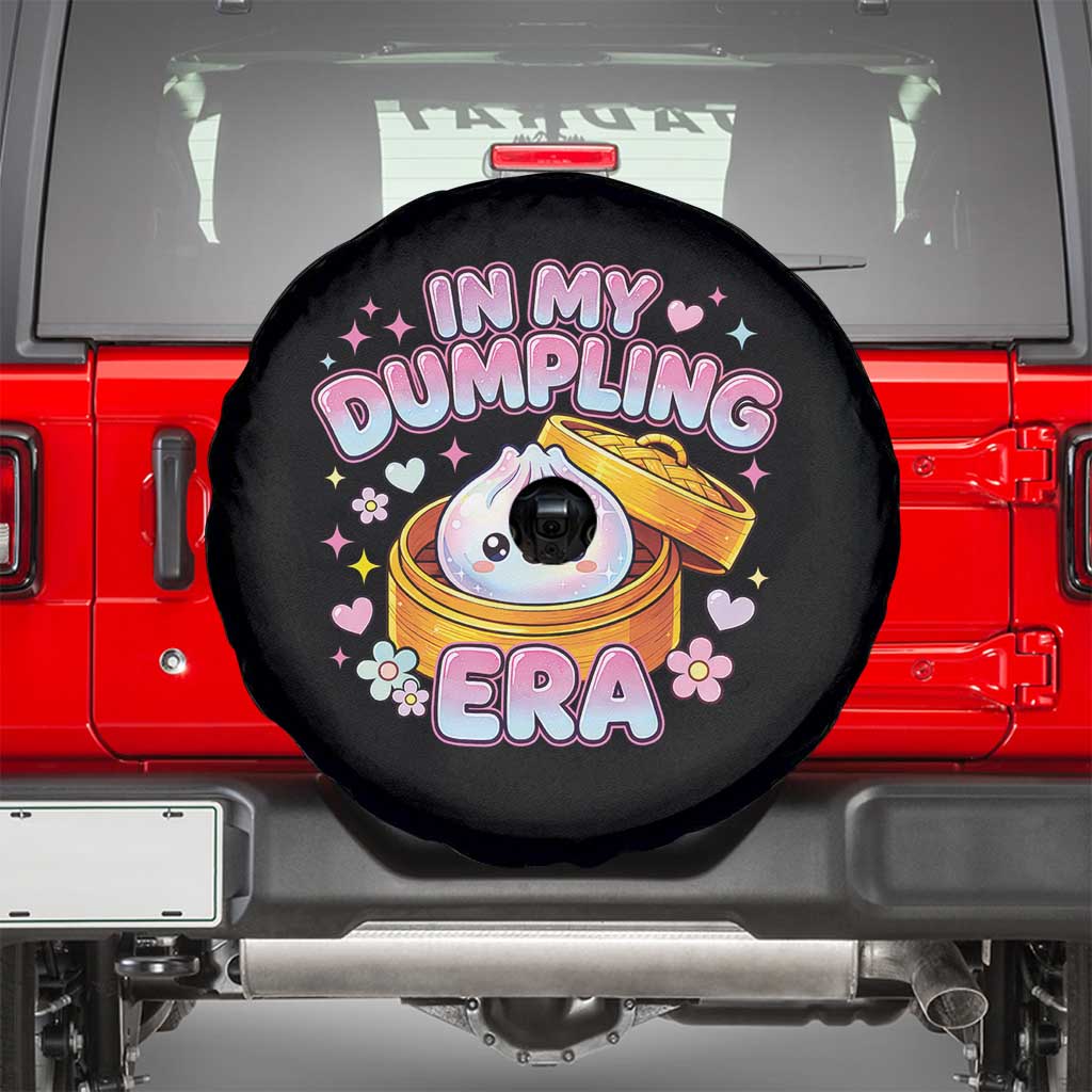 In My Dumpling Era Kawaii Pastel Graphic Spare Tire Cover Retro Groovy Glitter Bao Steamer Basket