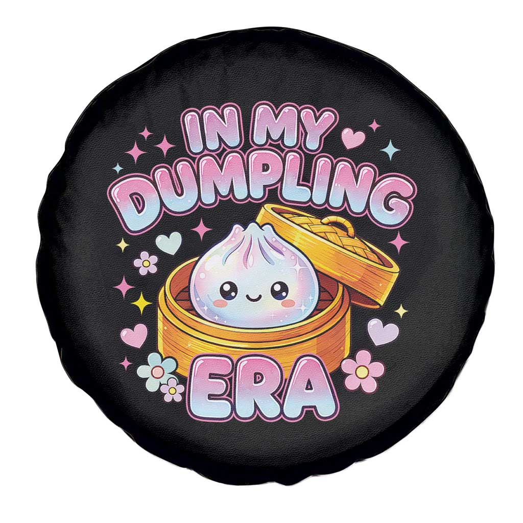 In My Dumpling Era Kawaii Pastel Graphic Spare Tire Cover Retro Groovy Glitter Bao Steamer Basket