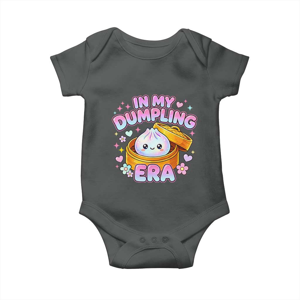 In My Dumpling Era Kawaii Pastel Graphic Baby Onesie Retro Groovy Glitter Bao Steamer Basket