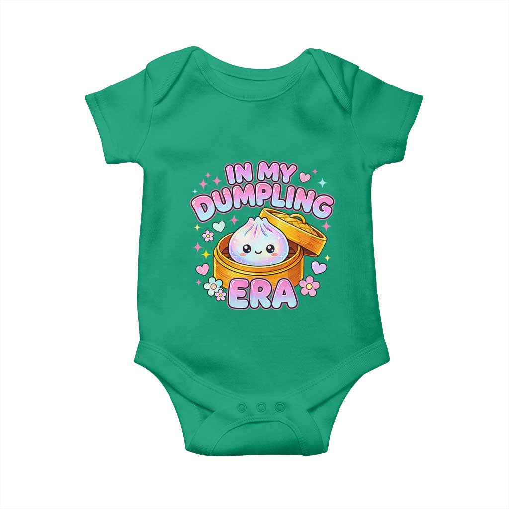 In My Dumpling Era Kawaii Pastel Graphic Baby Onesie Retro Groovy Glitter Bao Steamer Basket