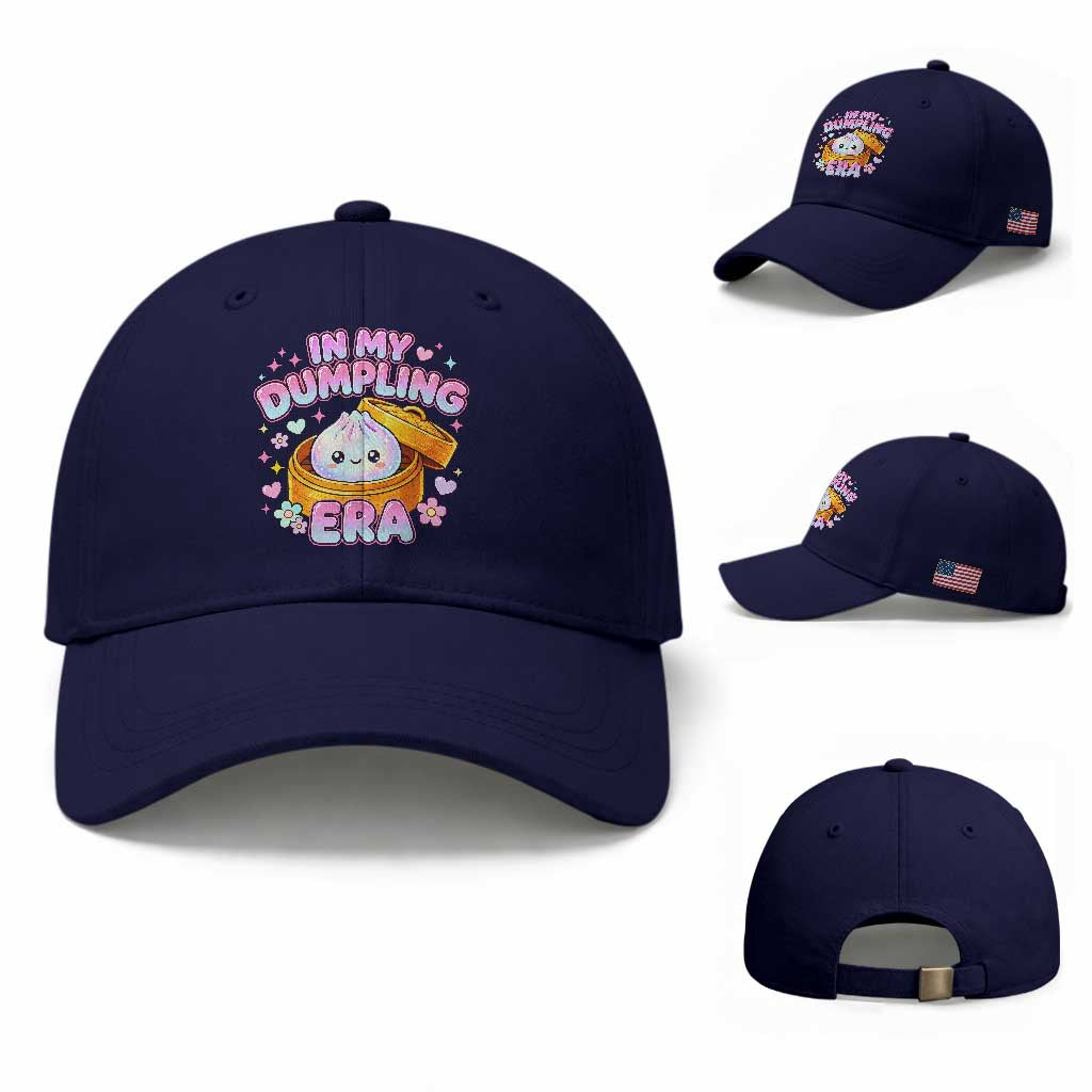 In My Dumpling Era Kawaii Pastel Graphic Baseball Cap Retro Groovy Glitter Bao Steamer Basket