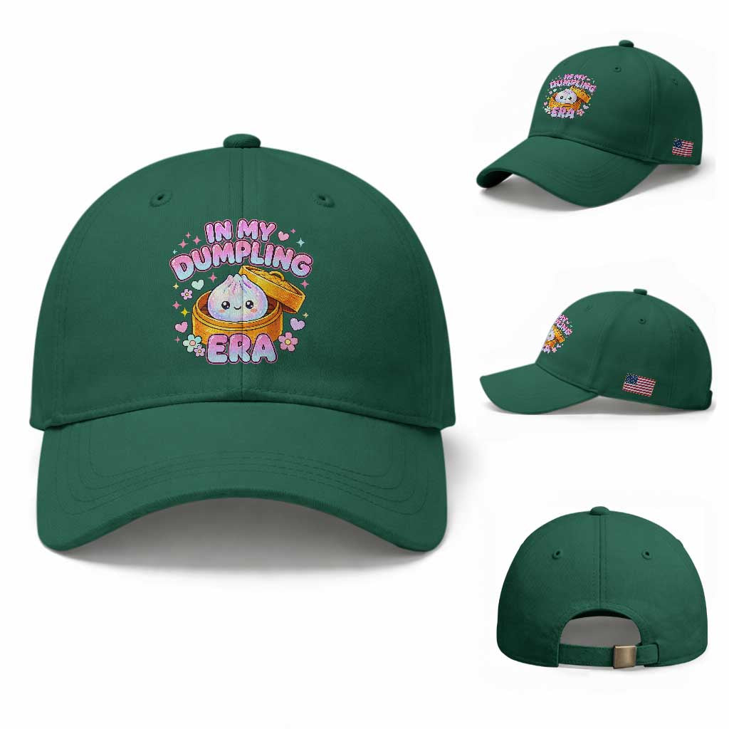 In My Dumpling Era Kawaii Pastel Graphic Baseball Cap Retro Groovy Glitter Bao Steamer Basket