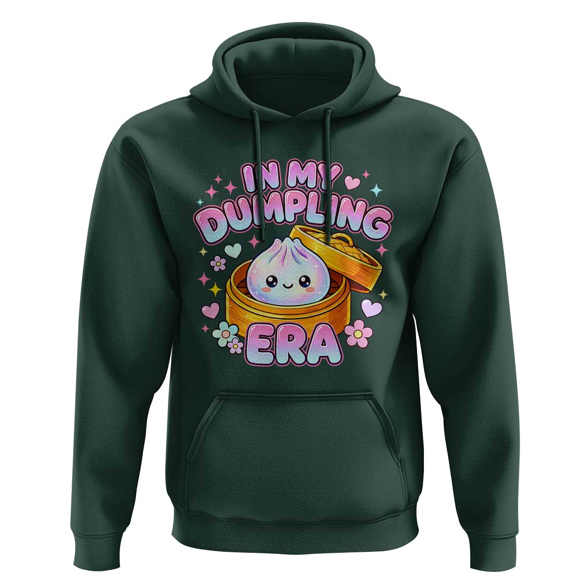In My Dumpling Era Kawaii Pastel Graphic Hoodie Retro Groovy Glitter Bao Steamer Basket