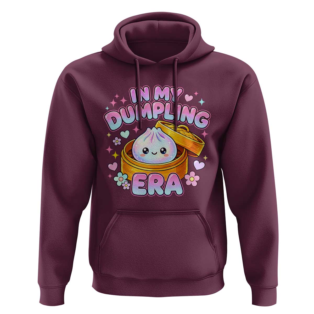 In My Dumpling Era Kawaii Pastel Graphic Hoodie Retro Groovy Glitter Bao Steamer Basket