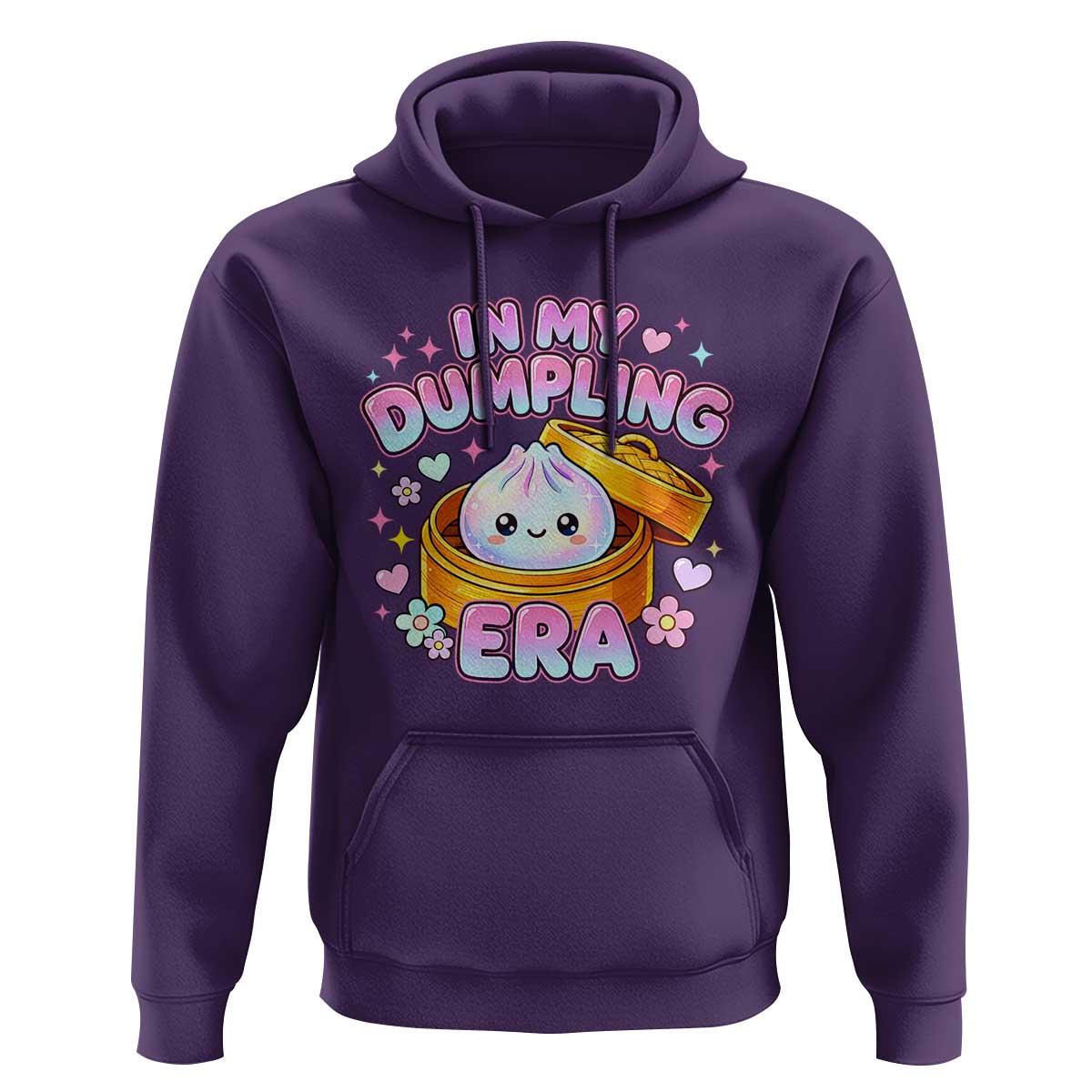 In My Dumpling Era Kawaii Pastel Graphic Hoodie Retro Groovy Glitter Bao Steamer Basket