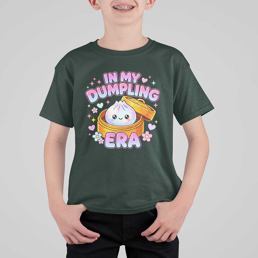 In My Dumpling Era Kawaii Pastel Graphic T Shirt For Kid Retro Groovy Glitter Bao Steamer Basket