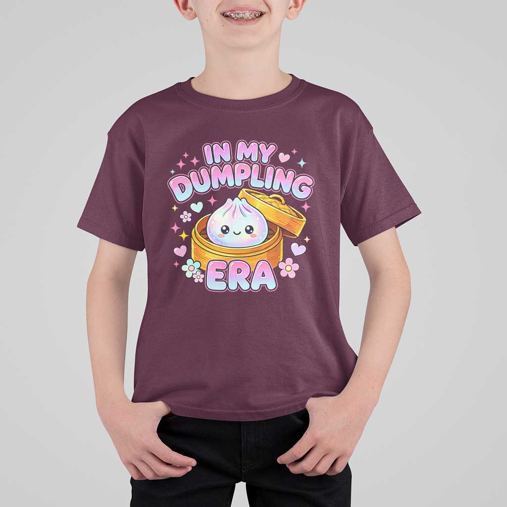 In My Dumpling Era Kawaii Pastel Graphic T Shirt For Kid Retro Groovy Glitter Bao Steamer Basket