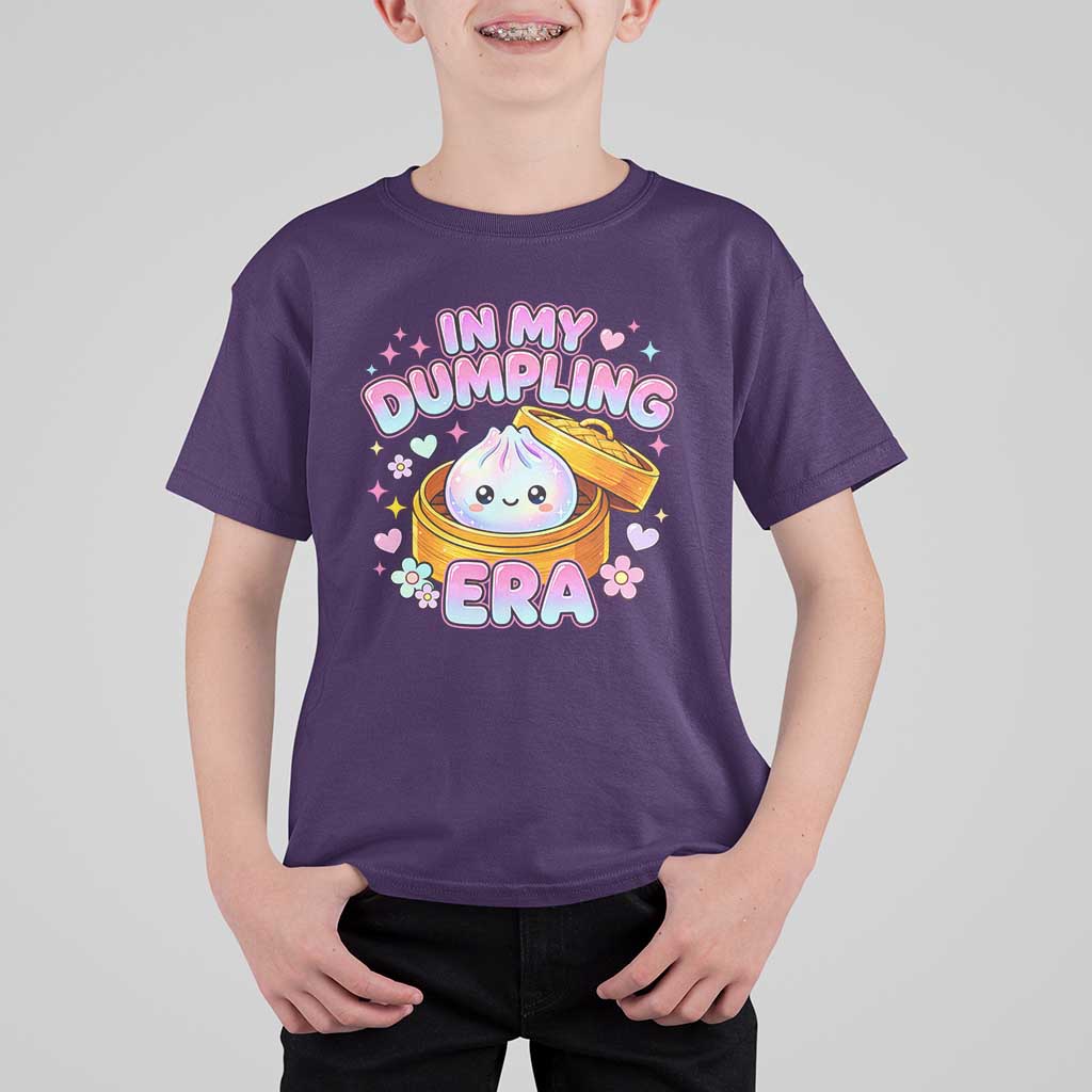 In My Dumpling Era Kawaii Pastel Graphic T Shirt For Kid Retro Groovy Glitter Bao Steamer Basket